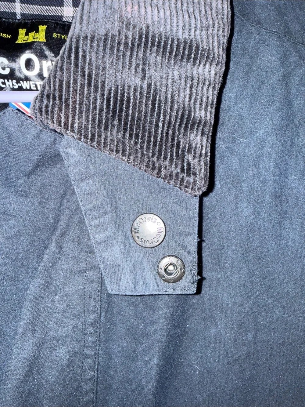 Mc Orvis Navy Waxed Cotton Field Jacket with Corduroy Collar
